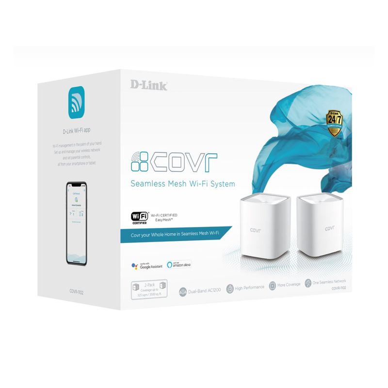 DLINK - Set 2 Router D-Link Mesh Wi-Fi System COVR-1102 AC1200 2,4GHz & 5Ghz