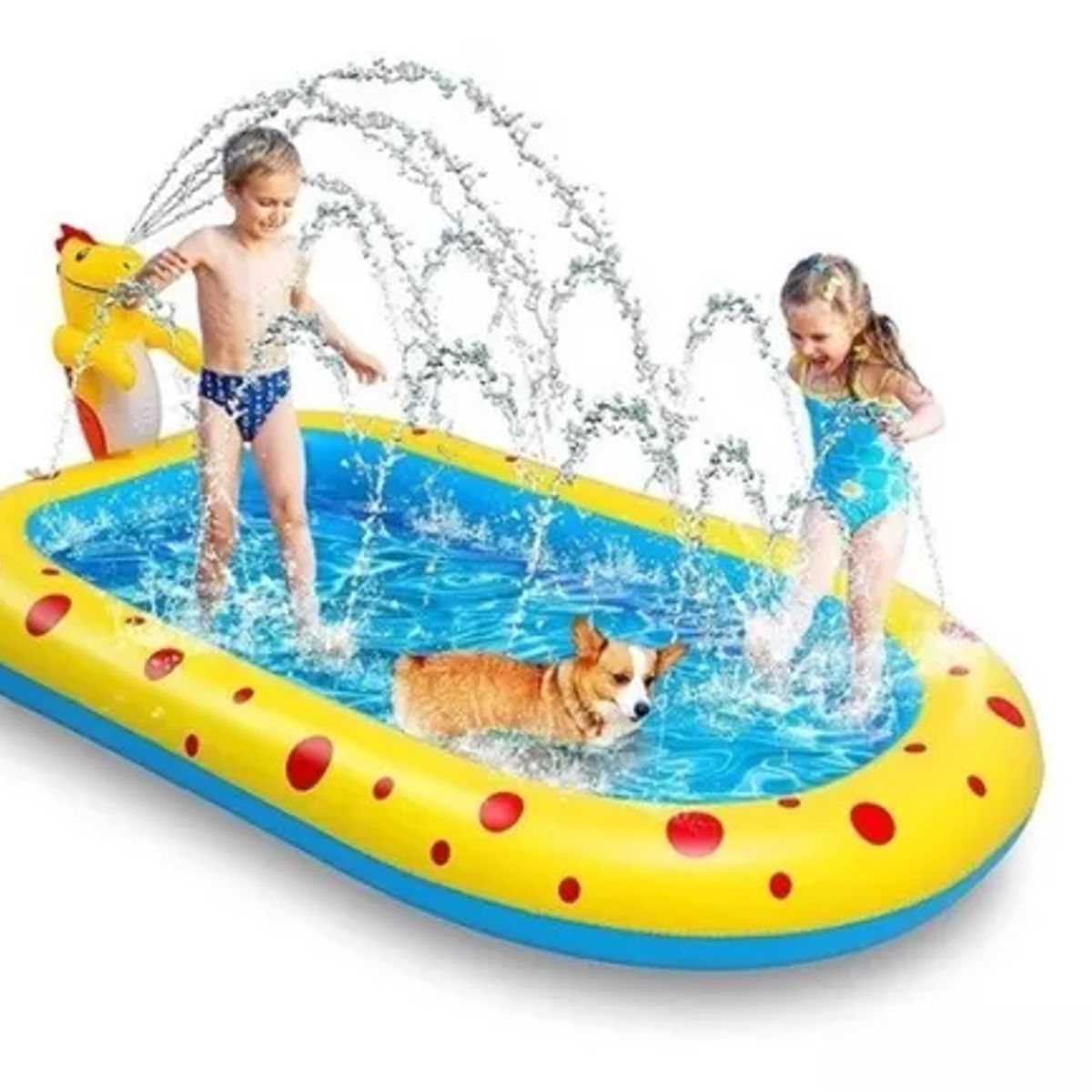 GENERICO - Piscina Inflable 170x110x45cm Dino Delfin Lanza Chorro Agua