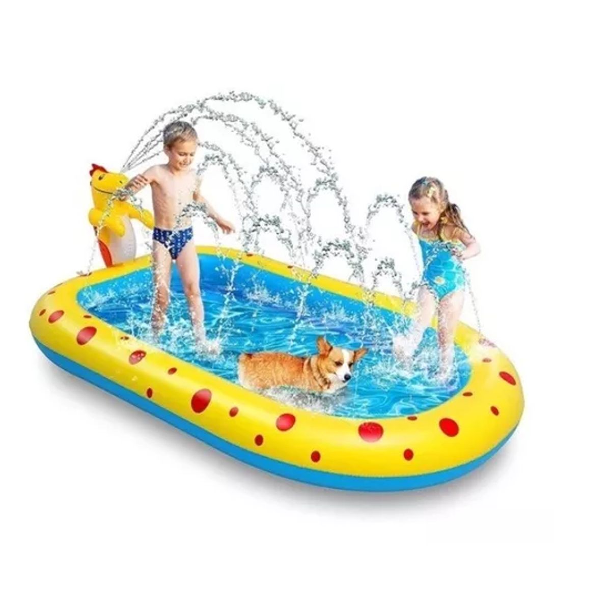 GENERICO - Piscina Inflable 170x110x45cm Dino Delfin Lanza Chorro Agua