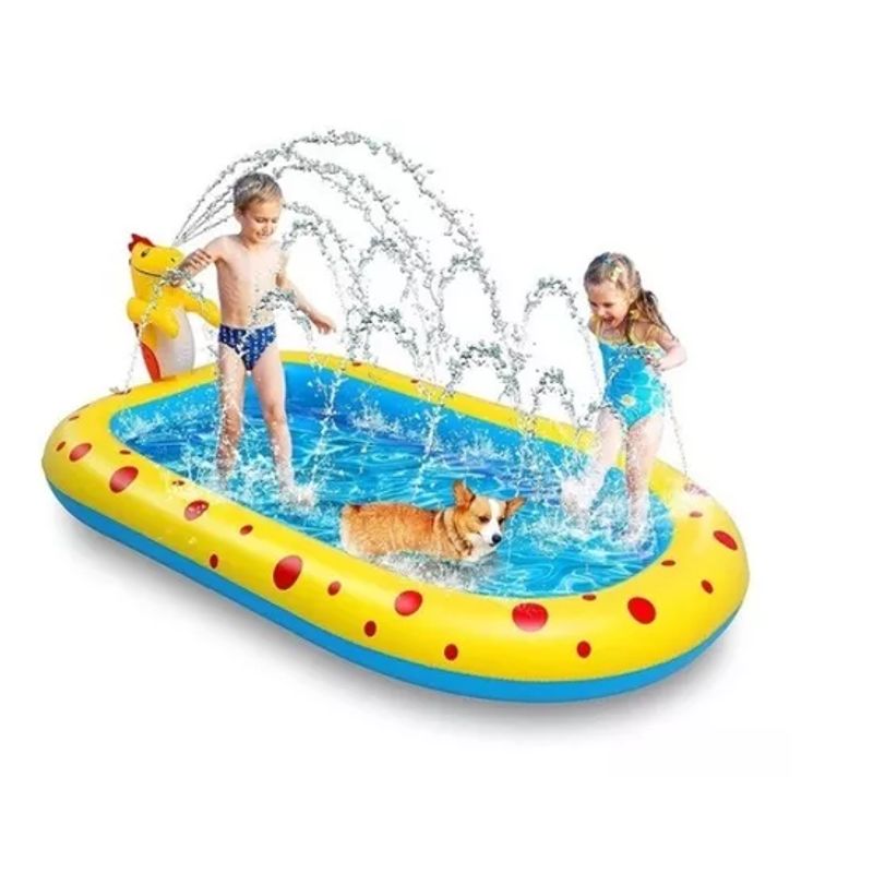 GENERICO - Piscina Inflable 170x110x45cm Dino Delfin Lanza Chorro Agua