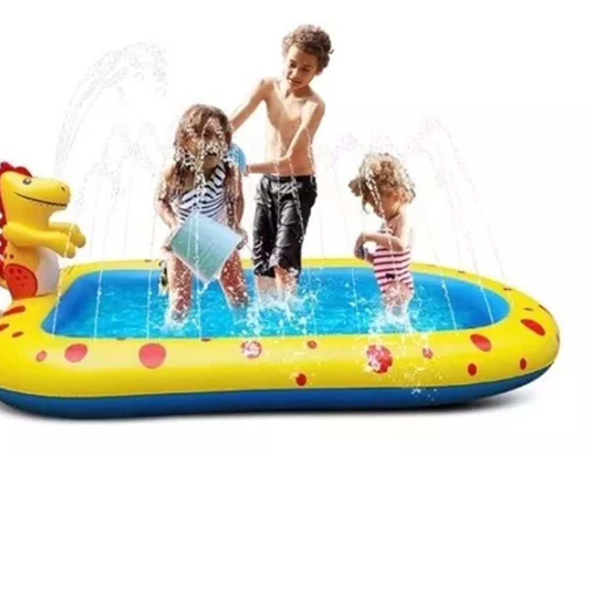 GENERICO - Piscina Inflable 170x110x45cm Dino Delfin Lanza Chorro Agua