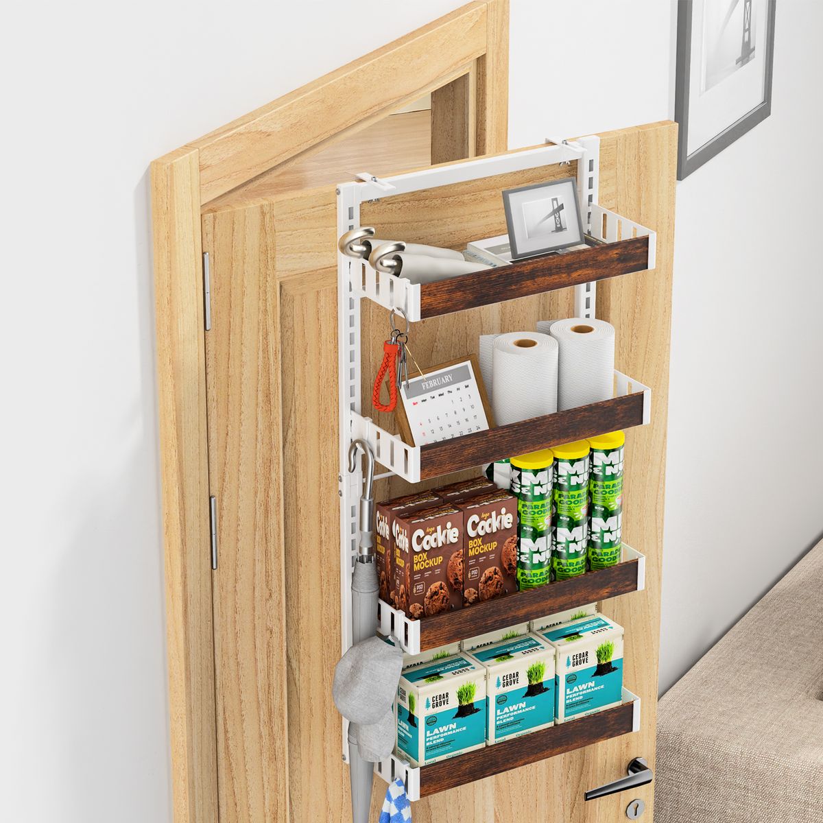 AIZO - Organizador Baño Sin Taladro 3Niveles para Ducha Puerta Ahorra Espacio