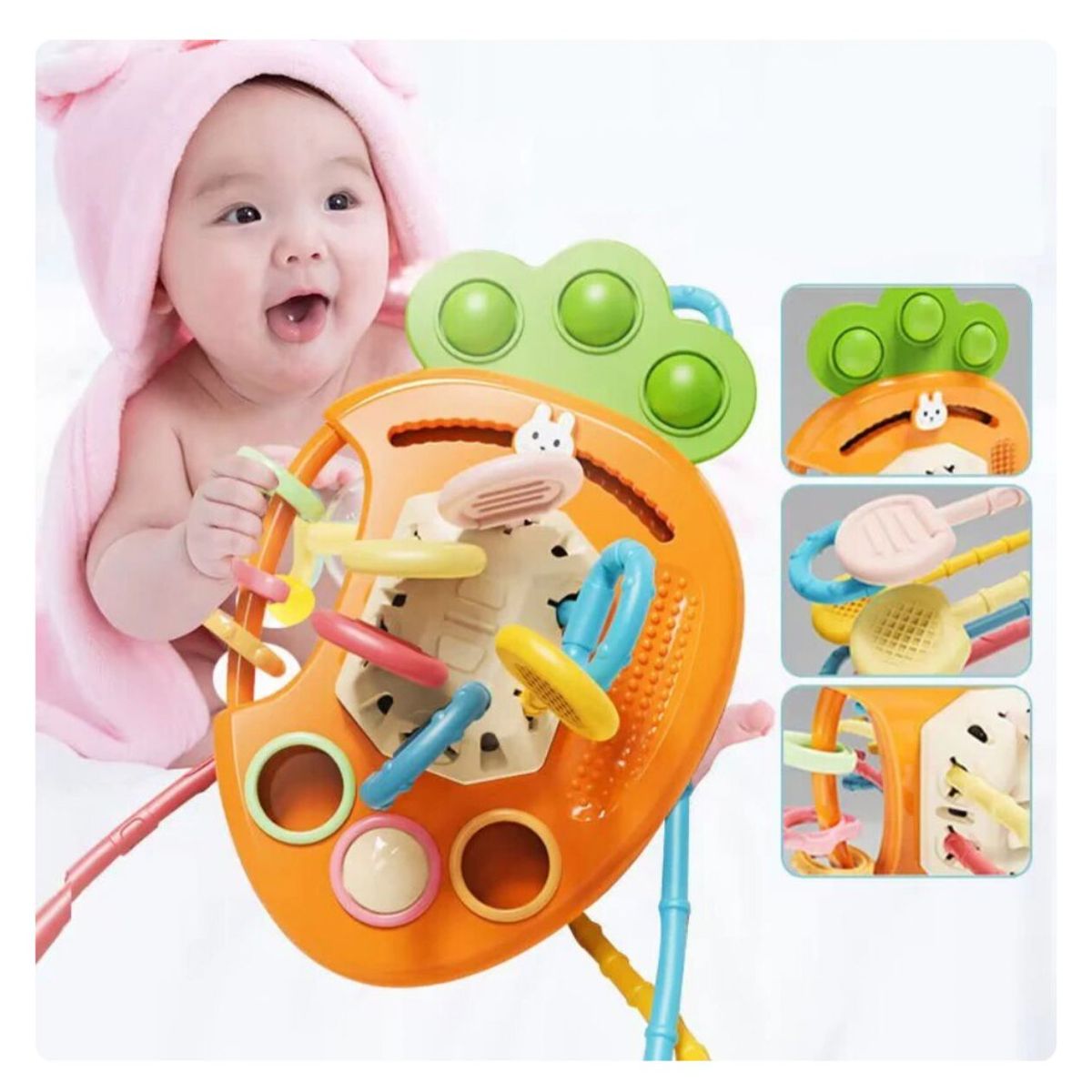 GENERICO - Juguete Sensorial Montessori 3en1 Para Bebé Diseño Zanahoria