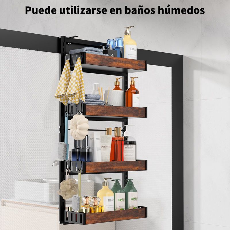 AIZO - Organizador Ducha Ajustable Negro Antioxido Multiuso para Baño Cocina-