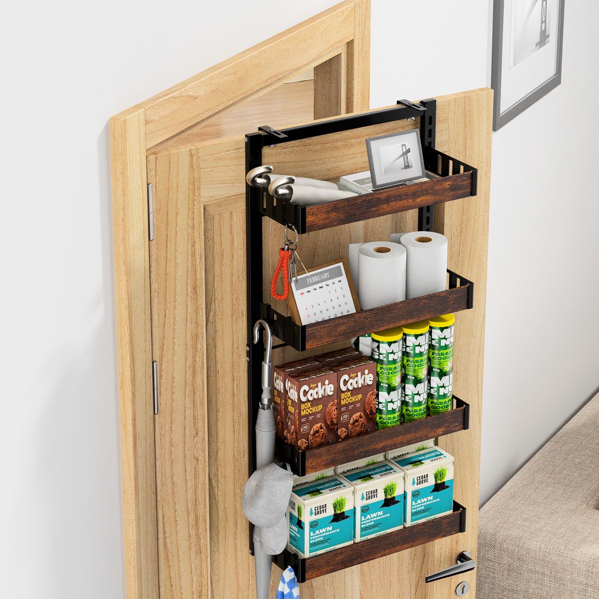 AIZO - Organizador Baño Sin Taladro 3Niveles para Ducha Puerta Ahorra Espacio