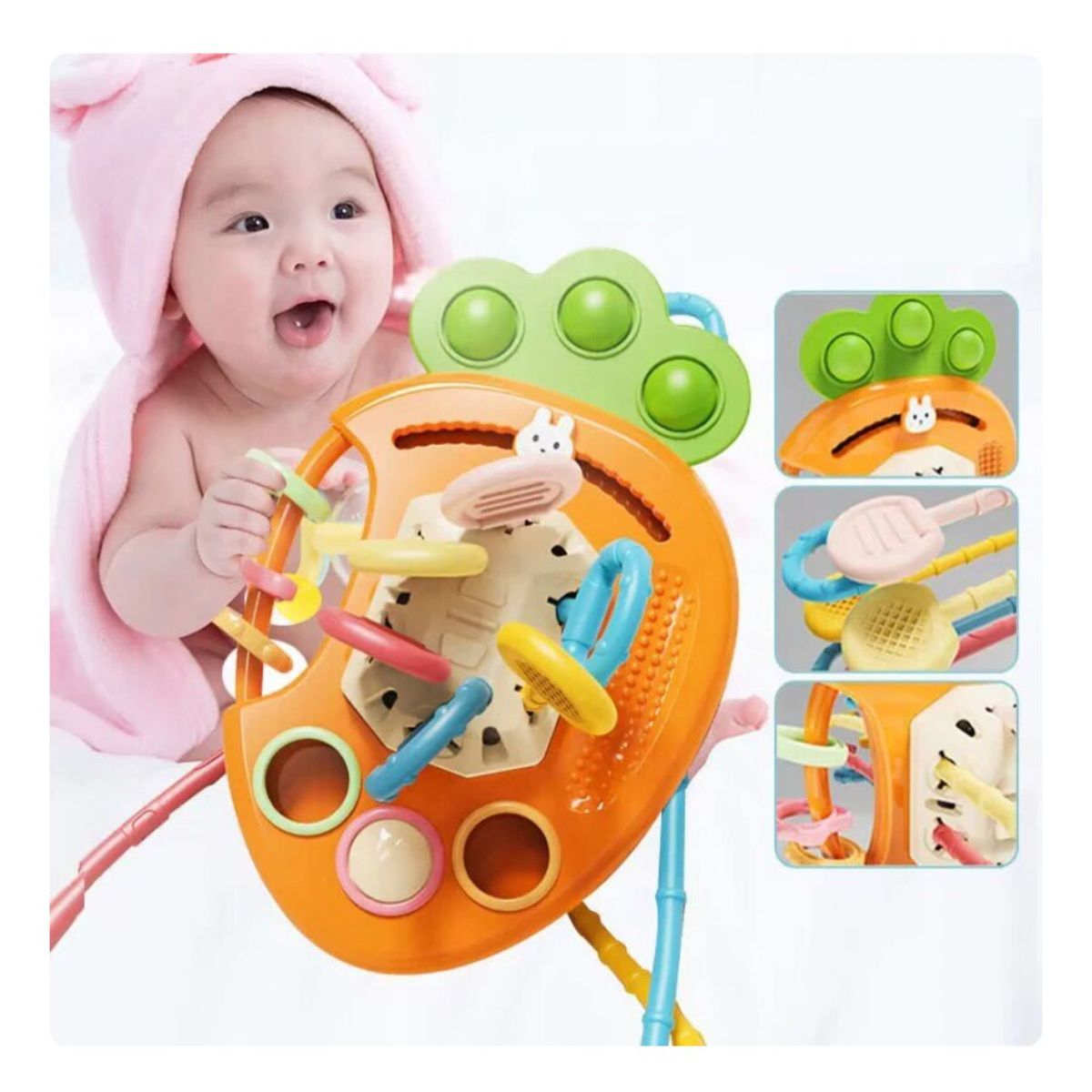 GENERICO - Juguete Sensorial Montessori 3en1 Para Bebé Diseño Zanahoria