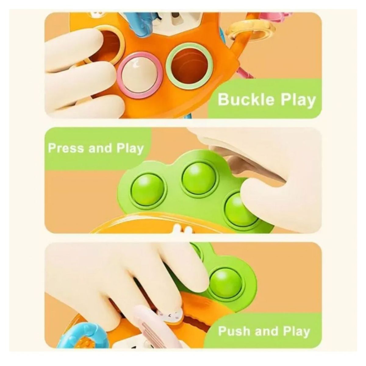 GENERICO - Juguete Sensorial Montessori 3en1 Para Bebé Diseño Zanahoria