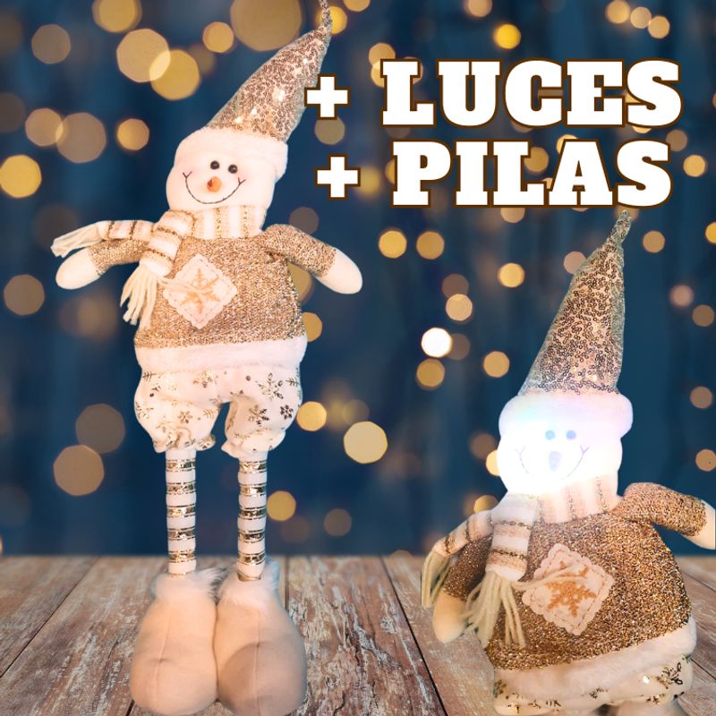 GENERICO - Mono de nieve Navidad patas largas con luces Dorado