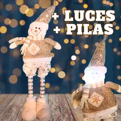 GENERICO - Mono de nieve Navidad patas largas con luces Dorado