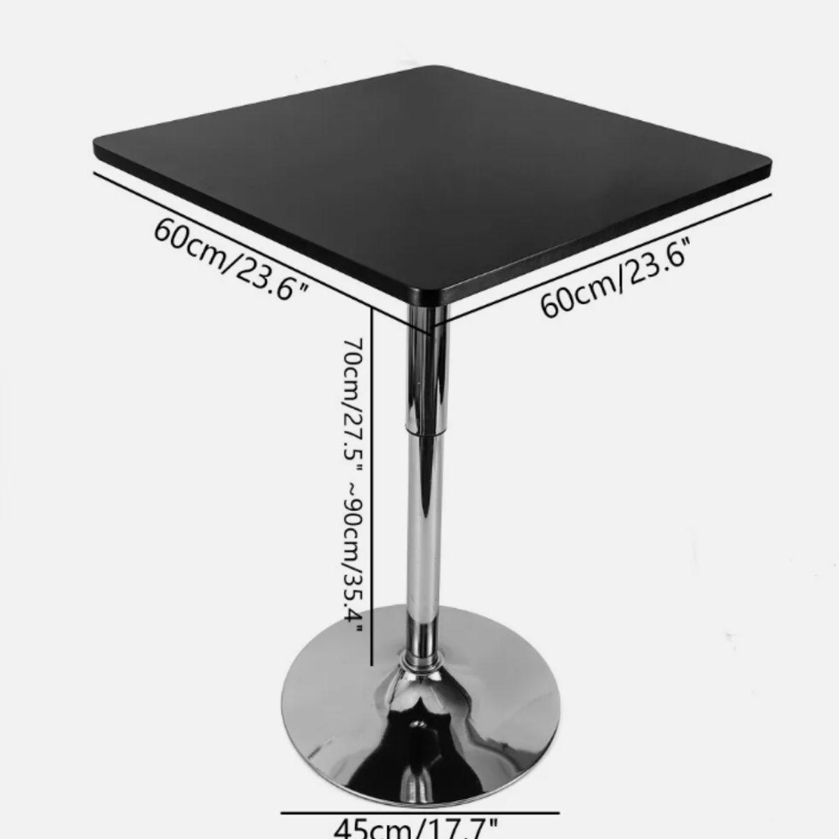 ARTIHOGAR - Mesa Comedor de Altura Regulable Cuadrada 60 CM MDF Color Blanco