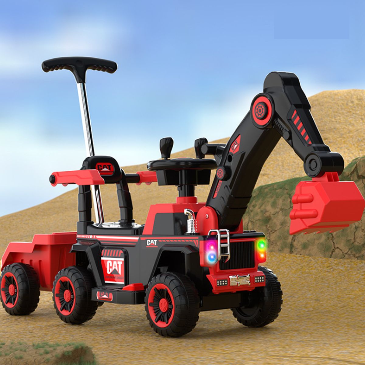 U BUY - Excavadora para niños coche juguete tamaño extra grande rojo