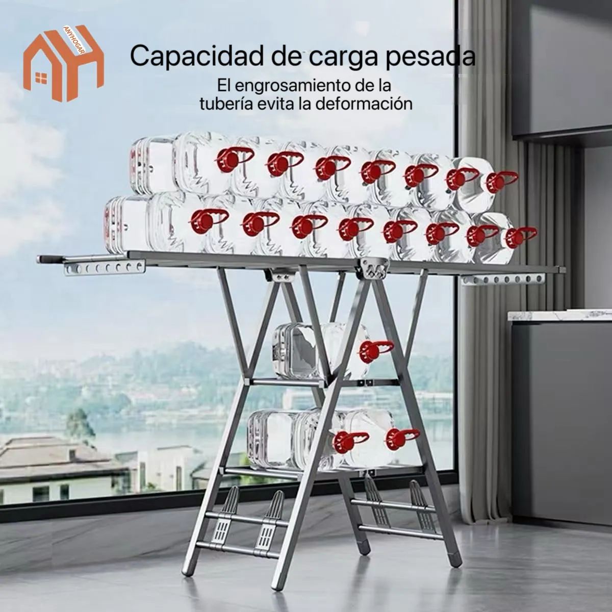 ANYHOGAR - Tendedero Plegable Acero Inoxidable 170cm