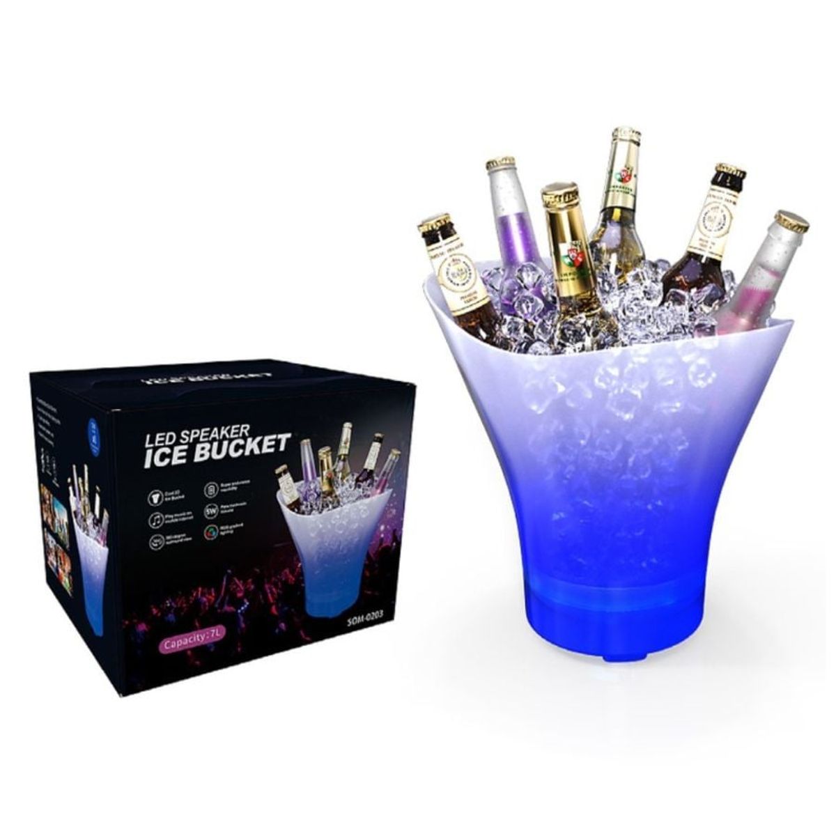 GENERICO - Hielera Parlante Cubetera Led Bluetooth Grande 7 Litros Portatil