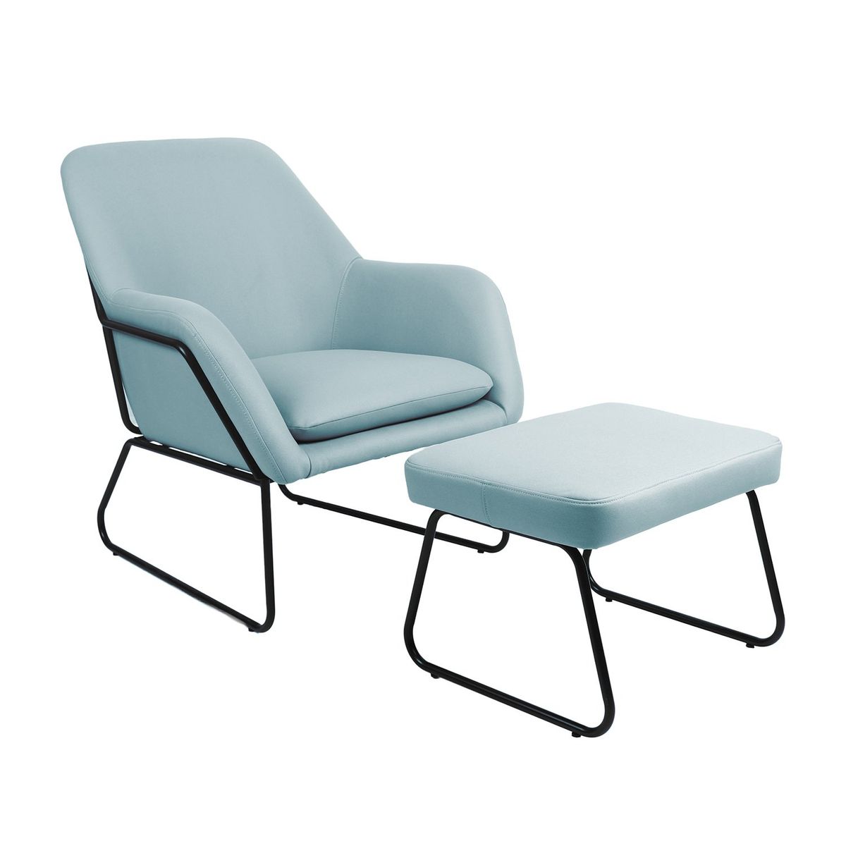 RELAN - Sitial con Apoya Pies Relan Selina Poltrona Terciopelo Azul