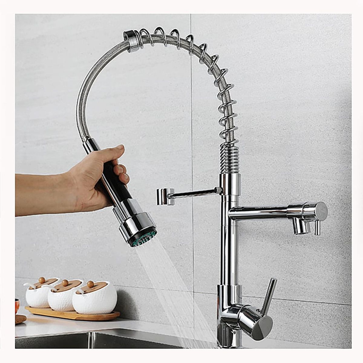 CASA NEW - Llave Monomando Lavaplatos de Cocina Extensible Triple