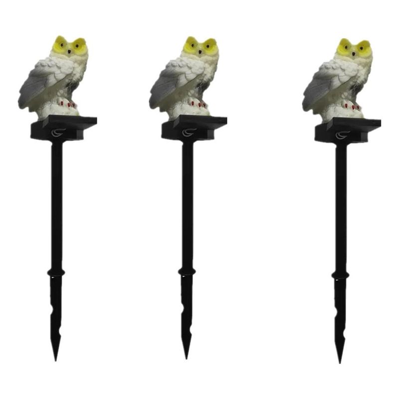 GENERICO - Pack de 3 Lámparas LED Solares Búho para Jardín