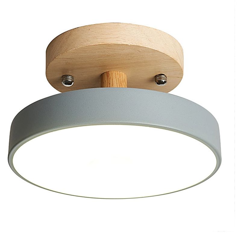 CASA NEW - Lámpara Led Techo 18cm Base de Madera Gris