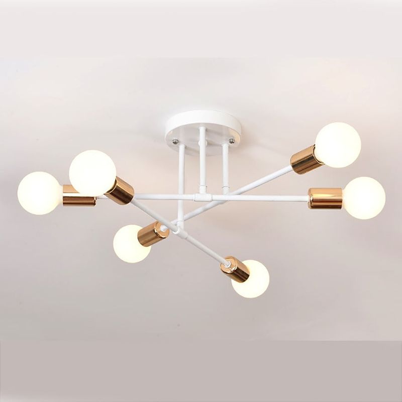 CASA NEW - Lámpara de techo nordica moderna para sala de estar blanco y dorado