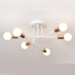 CASA NEW - Lámpara de techo nordica moderna para sala de estar blanco y dorado