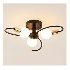CASA NEW - Lámpara de techo LED 3 focos estilo araña - Negro y Dorado