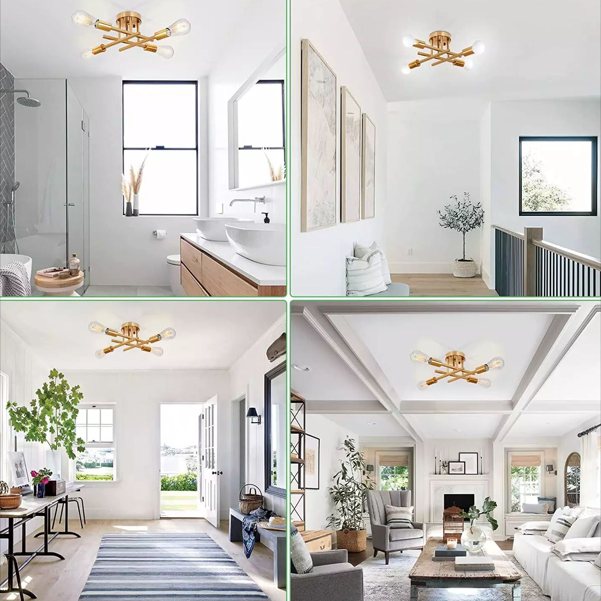 CASA NEW - Lámpara de techo nórdica moderna LED 4 Focos