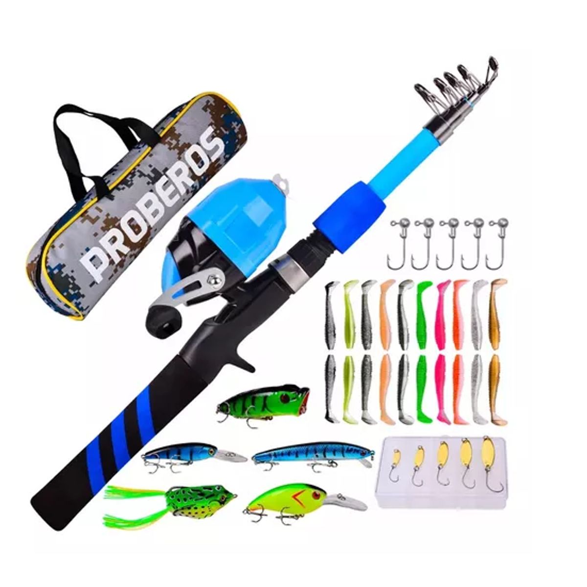 GENERICO - Kit Pesca 18m Caña Carrete Señuelo Accesorio Bolsa Completo