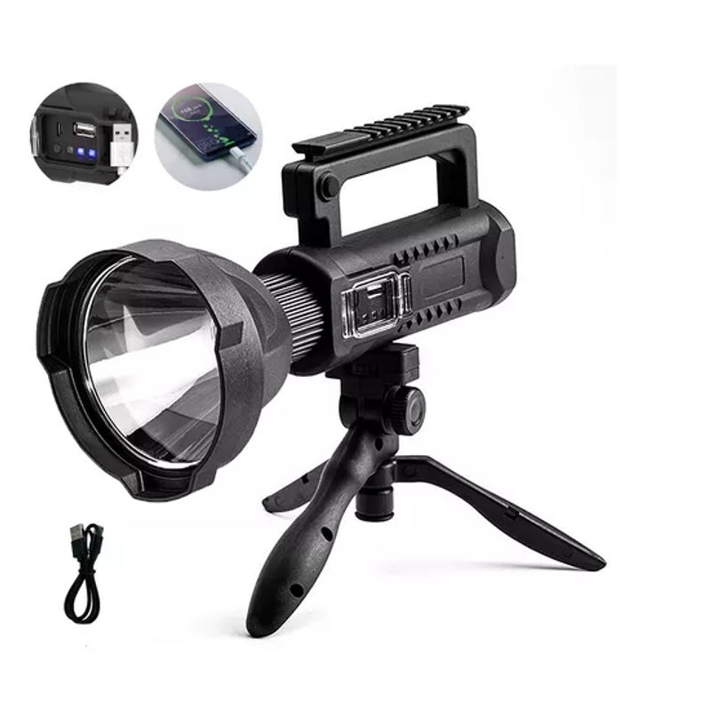 GENERICO - Foco Linterna Led Gigante Usb + Tripode 8000 Mah 4 Modos