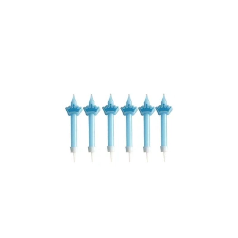 GENERICO - Velas Coronas Celeste 6pcs