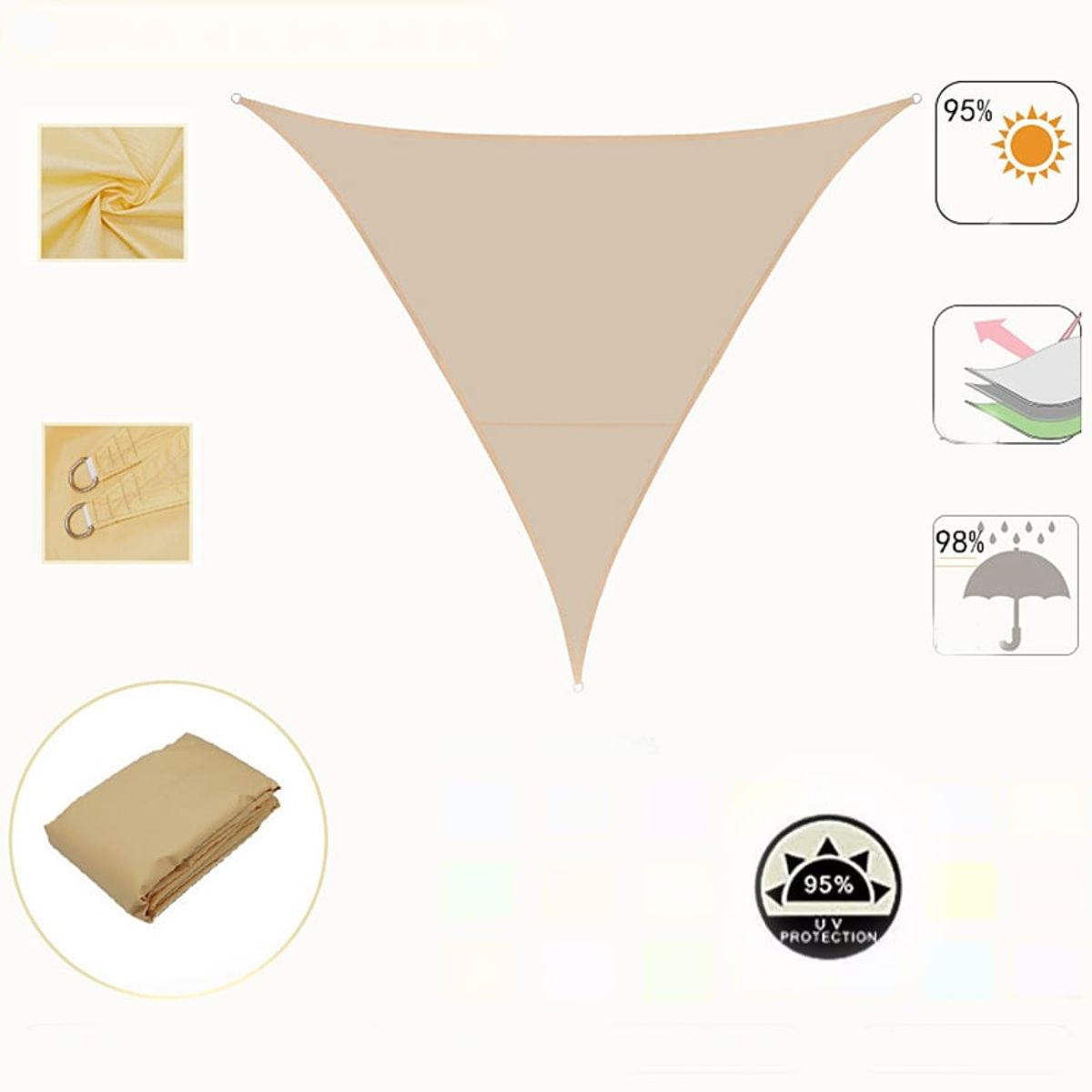 CASA NEW - Toldos Vela De 3mx3mx3m Impermeable Y Resistente Al Sol Beige