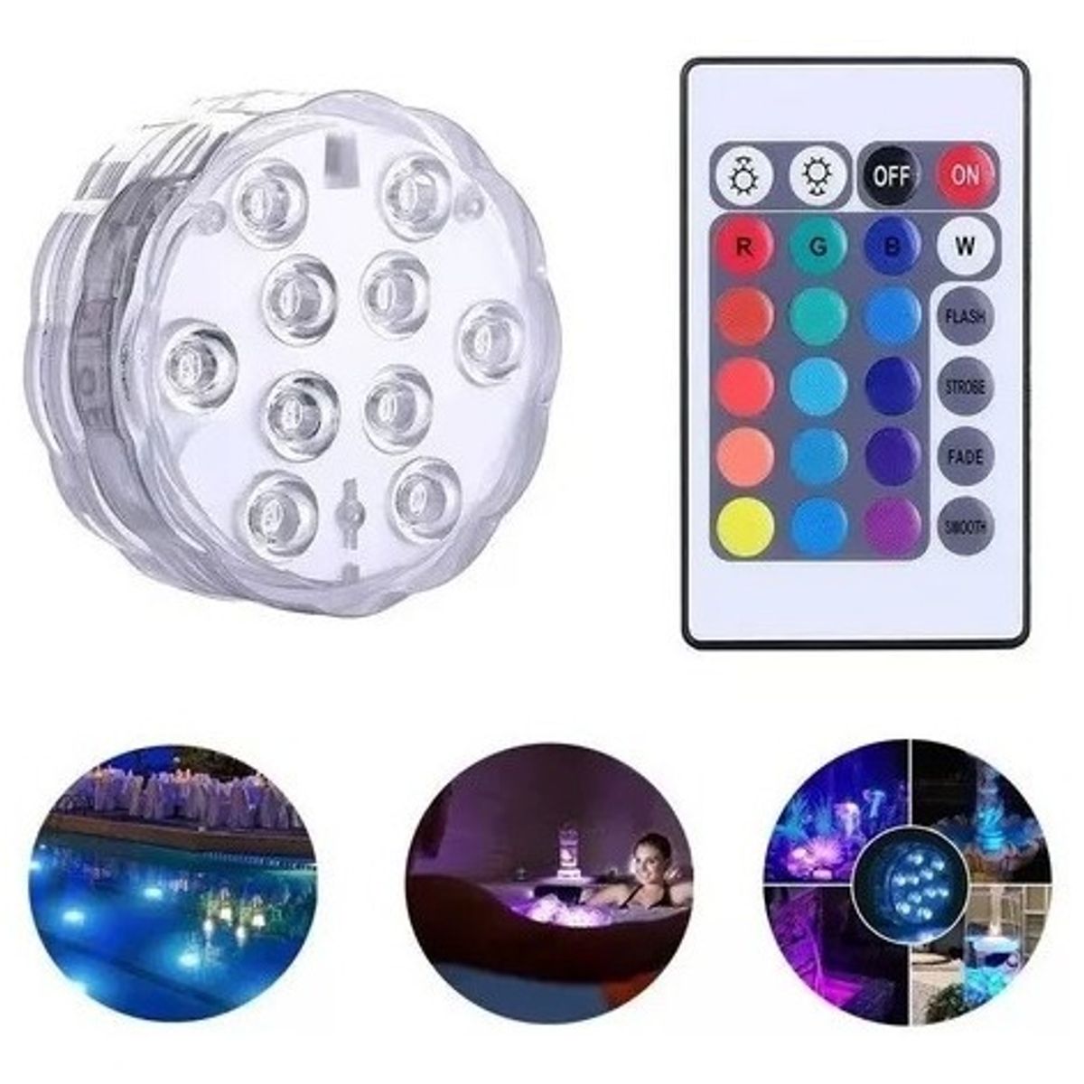 GENERICO - Luz Para Piscina Sumergible 16 Colores Control Remoto