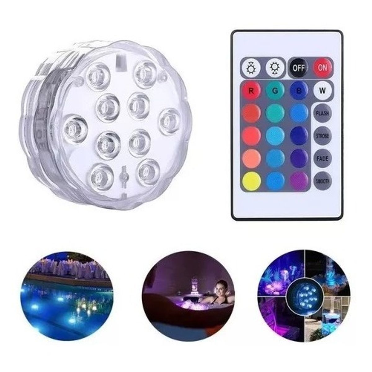 GENERICO - Luz Para Piscina Sumergible 16 Colores Control Remoto
