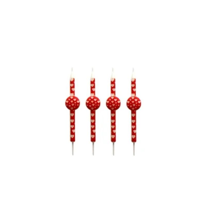 GENERICO - Velas Con Corazones 4pcs 14cm