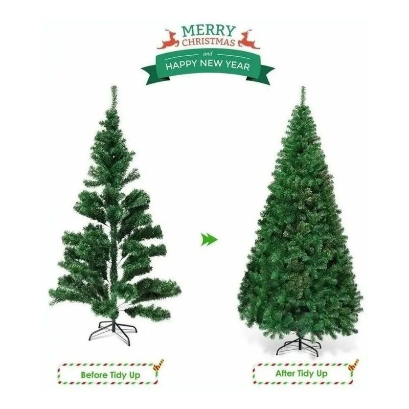 GENERICO - Arbol De Navidad Artificial 180cm Verde Soporte Metálico