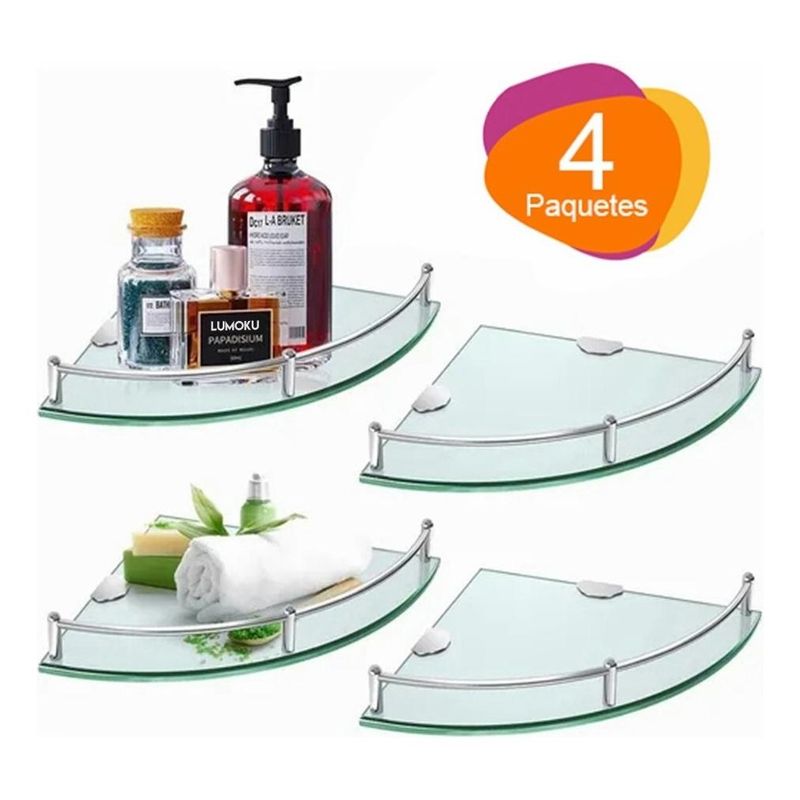 GENERICO - Estantes Angulares de Vidrio para Baño - Organizador en 4 Uds