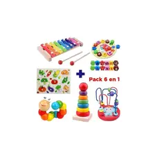 GENERICO - Juguetes Didácticos De Madera Niños Estimulación Pack 6