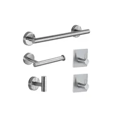 GENERICO - Set De 5 Accesorios De Baño Acero Inoxidable Gris