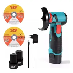IRM - Esmeril Amoladora Mini Angular Inalambrica 2 Baterias Azul Profesional Corte Pulido Metal FIGOIMPORT