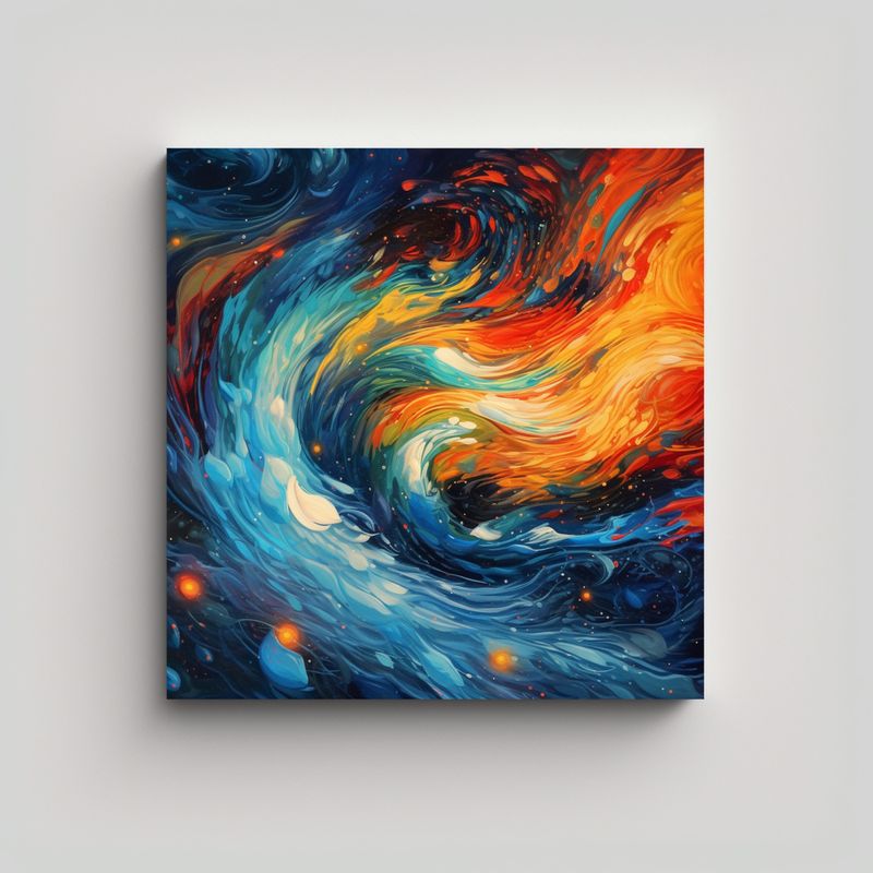 GENERICO - Pintura Abstracta De Ondas Cósmicas 90x90 Cm