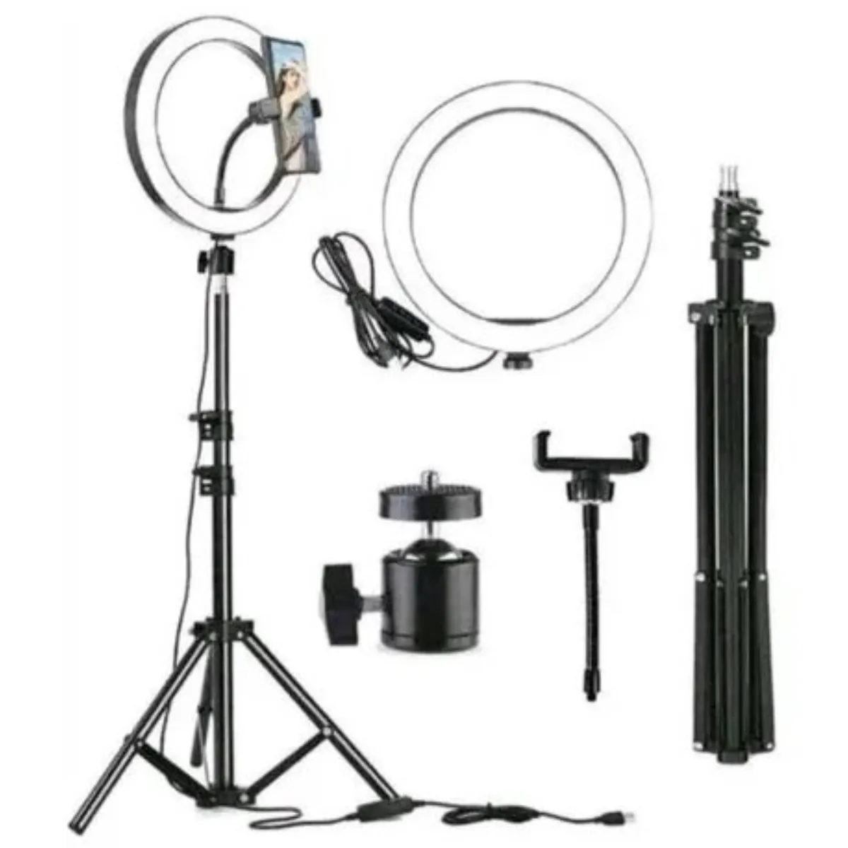 GENERICO - Aro de Luz LED 26 cm Trípode 2.1 M