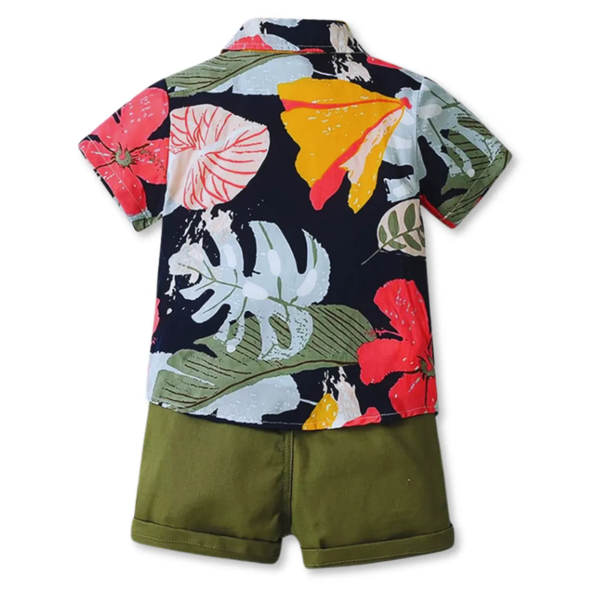 JUMP KIDS - Conjunto de Vestir Hawaiano Manga Corta Niño 1 a 5 Años Verde Hawaiano