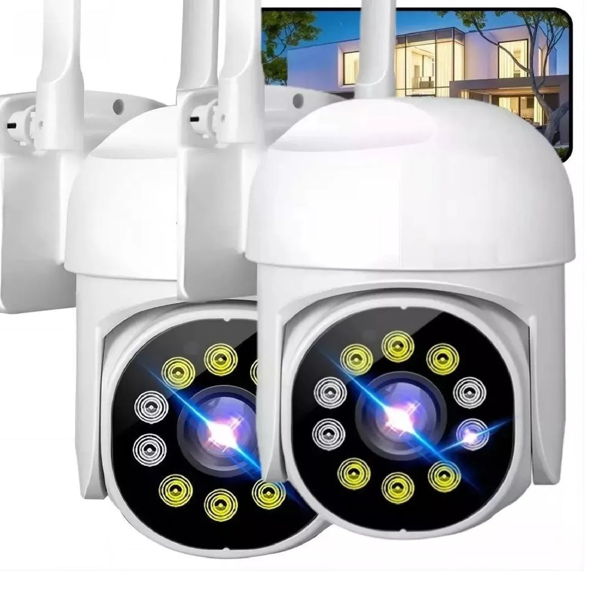 GENERICO - Pack 2 Camaras de Seguridad WiFi Exterior Vision Nocturna Impermeable