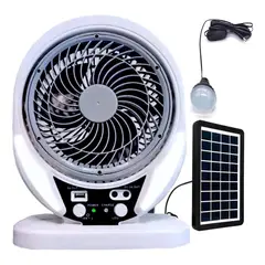 GENERICO - Ventilador Portátil Solar Recargable con Luz LED