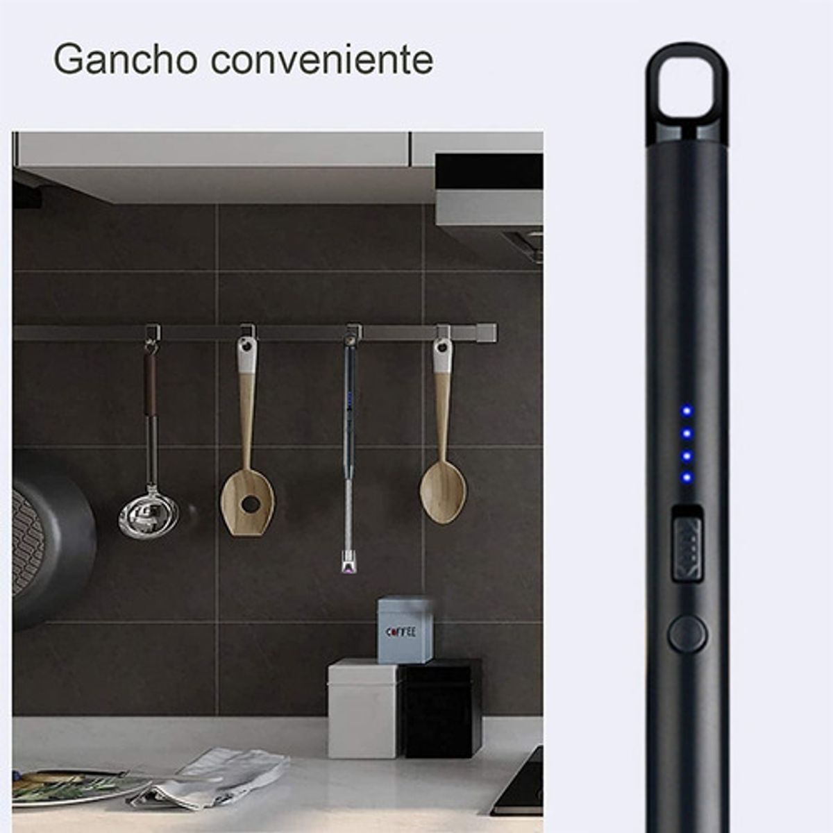 GENERICO - Encendedor Eléctrico Recargable Portátil Usb Para Cocina Color Negro