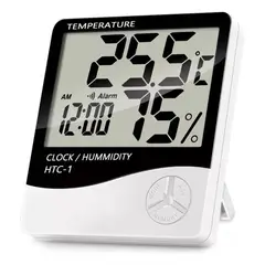 GENERICO - Termohigrómetro Digital HTC-1 Termómetro Higrometro y Reloj 3 en 1