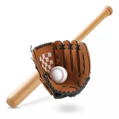 GENERICO - Kit de Béisbol Infantil de 4 Piezas con Bate de Madera de 63 cm