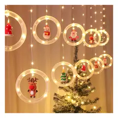 GENERICO - Guirnalda SOLAR Aros Figuras Navidad - Luz Cálida