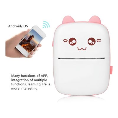 Imagen 2 del producto Mini Impresora Portátil Bluetooth Gatito + 1 Rollo Termico Color Rosa