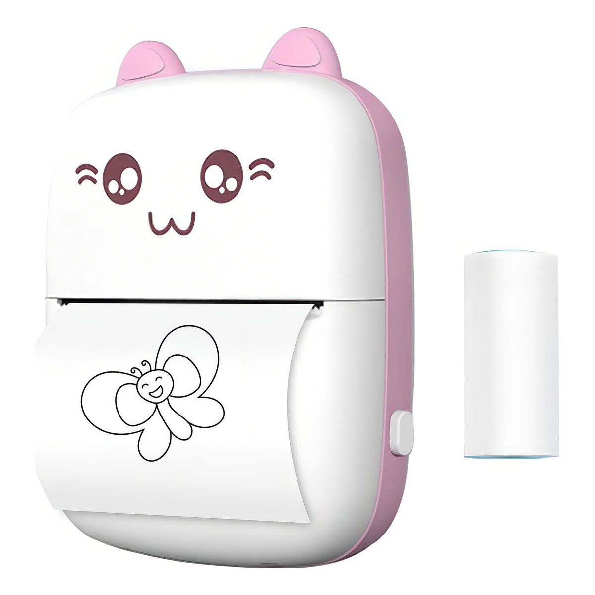 GENERICO - Mini Impresora Portátil Bluetooth Gatito + 1 Rollo Termico Color Rosa