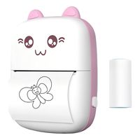 Mini Impresora Portátil Bluetooth Gatito + 1 Rollo Termico Color Rosa
