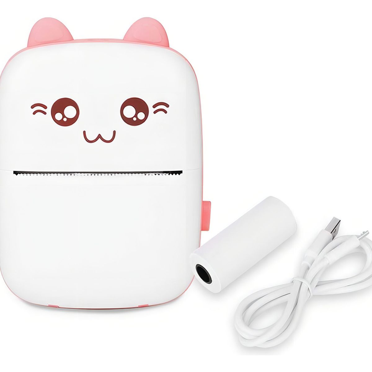 GENERICO - Mini Impresora Portátil Bluetooth Gatito + 1 Rollo Termico Color Rosa